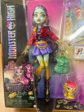 Monster High Jinafire Long Doll - Green Skin, Purple Skirt & Red Jacket